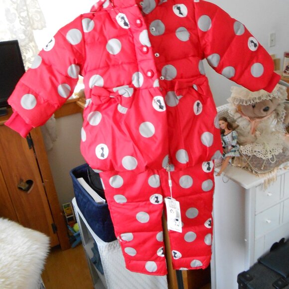 INFANT SIZE 90 SNOWSUIT WITH CATS-2 PIECE-MnZu BRAND-SIZE 90 (18-24 MO) NWT - Picture 1 of 8